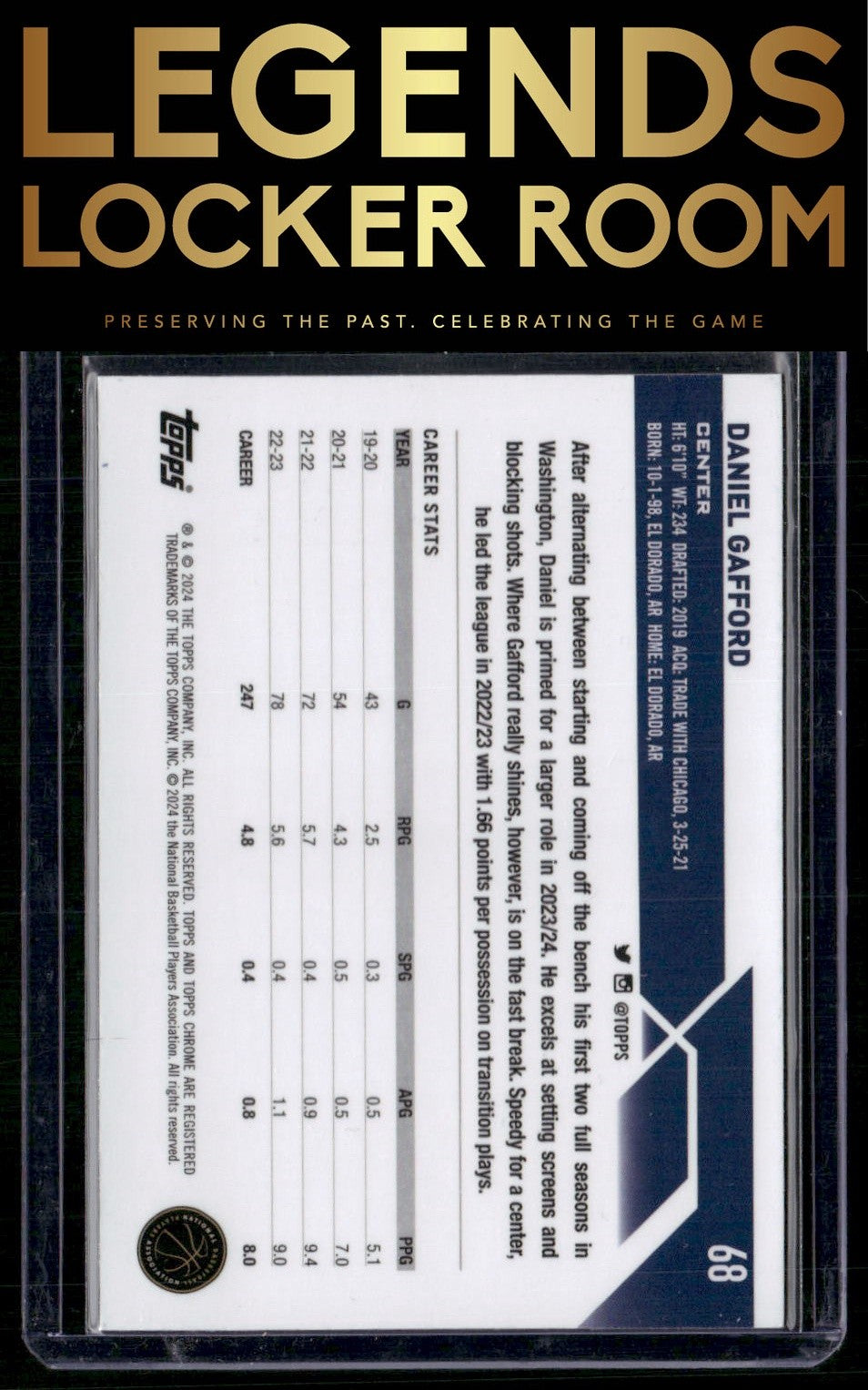 2023-24 Topps Chrome Sapphire Edition #68 Daniel Gafford