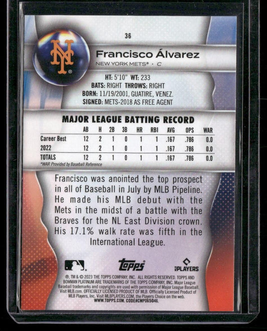 2023 Bowman Platinum #36 Francisco Ălvarez