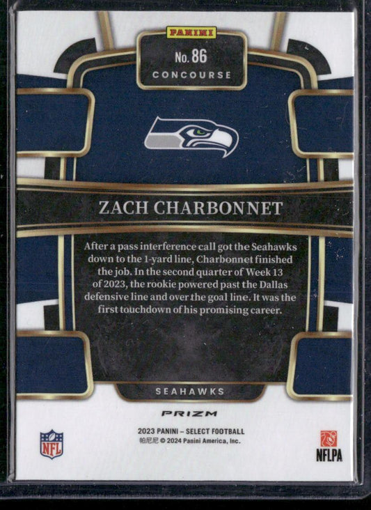 2023 Panini Select #86 Zach Charbonnet Silver Prizms