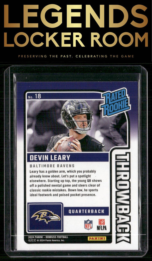 2024 Donruss #18 Devin Leary Rated Rookies Throwback