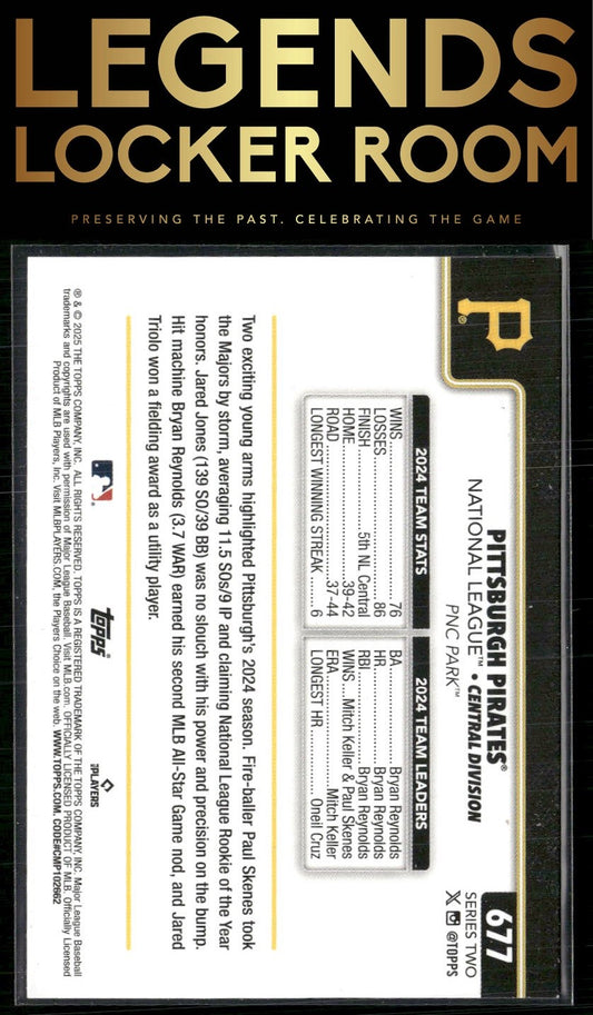 2025 Topps #677 Pittsburgh Pirates Aqua Holo Foil