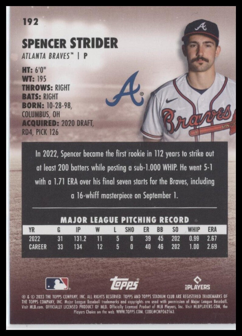 2023 Stadium Club #192 Spencer Strider