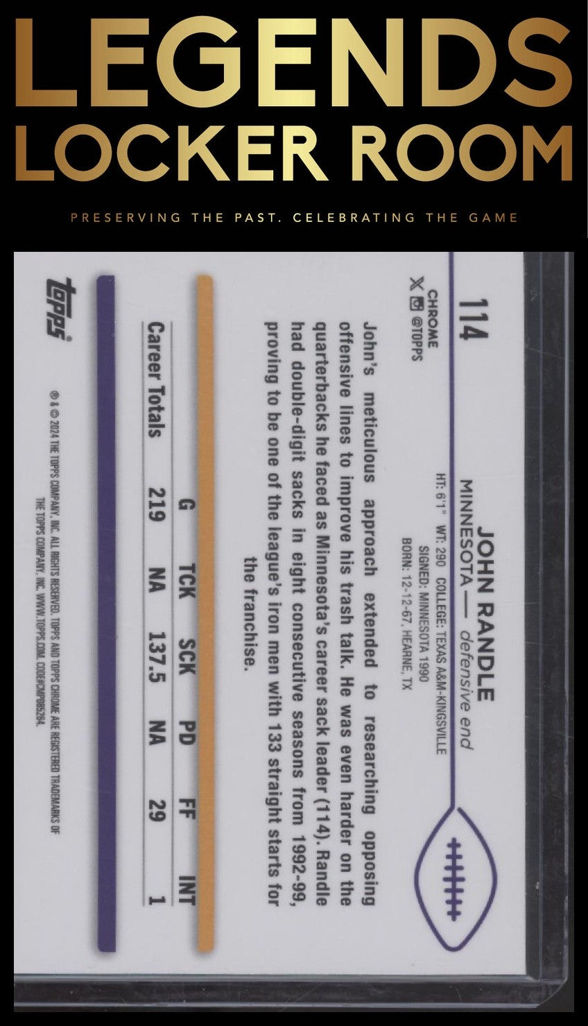 2024 Topps Chrome #114 John Randle Green Geometric Refractor #/99