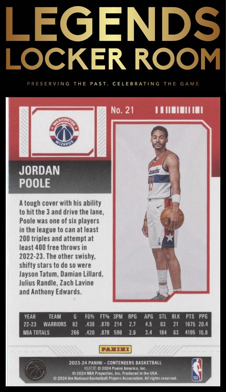 2023-24 Panini Contenders #21 Jordan Poole Game Ticket Red