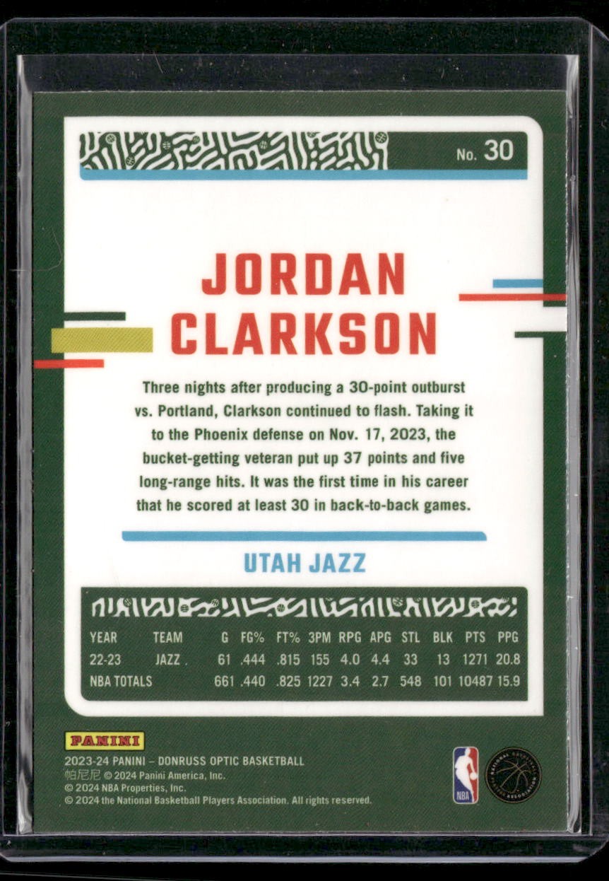 2023-24 Donruss Optic #30 Jordan Clarkson