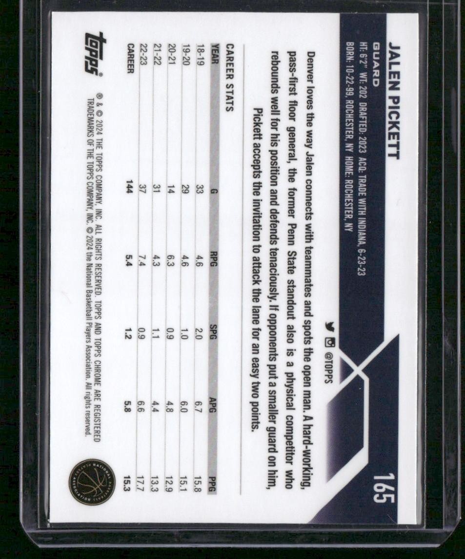 2023-24 Topps Chrome #165 Jalen Pickett