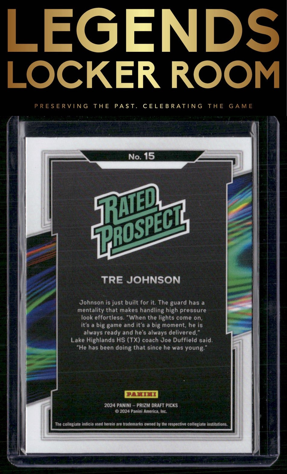 2024 Panini Prizm Draft Picks #15 Tre Johnson Rated Prospect