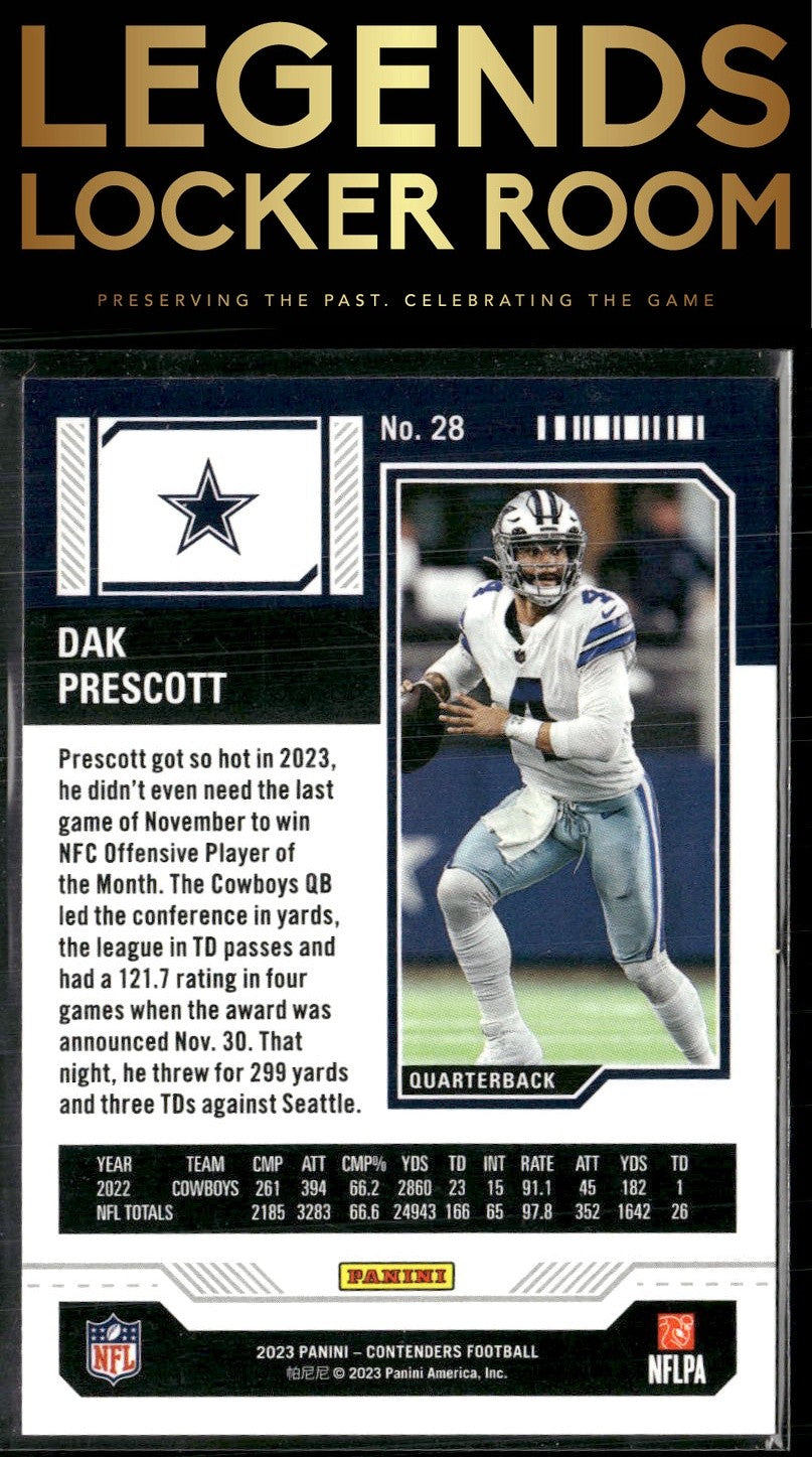 2023 Panini Contenders #28 Dak Prescott Season Ticket Retail