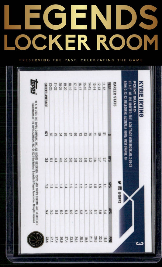 2023-24 Topps Chrome Sapphire #3 Kyrie Irving