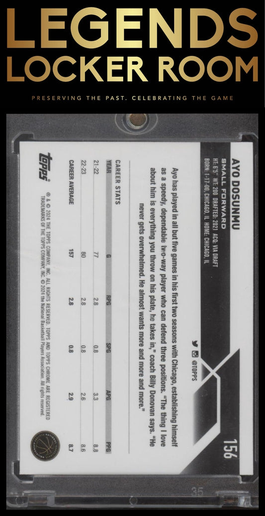 2023-24 Topps Chrome #156 Ayo Dosunmu Aqua Refractors #/199