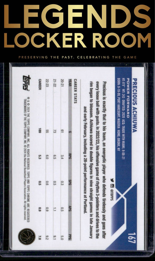 2023-24 Topps Chrome Sapphire Edition #167 Precious Achiuwa