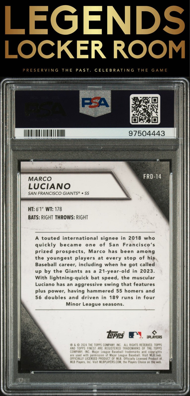 2024 Topps Finest Rookie Design Variation Marco Luciano Blue Ref PSA 10
