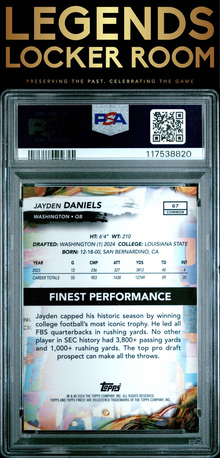 2024 Topps Finest #67 Jayden Daniels Oil Spill Geometric PSA 9