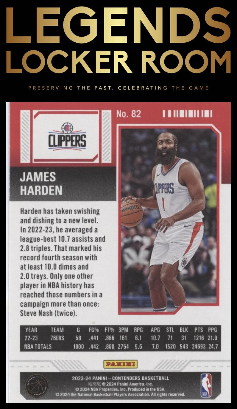 2023-24 Panini Contenders #82 James Harden Game Ticket Bronze