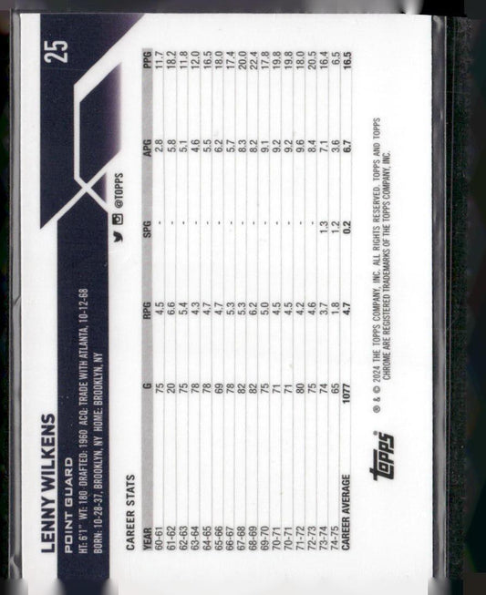 2023-24 Topps Chrome #25 Lenny Wilkens