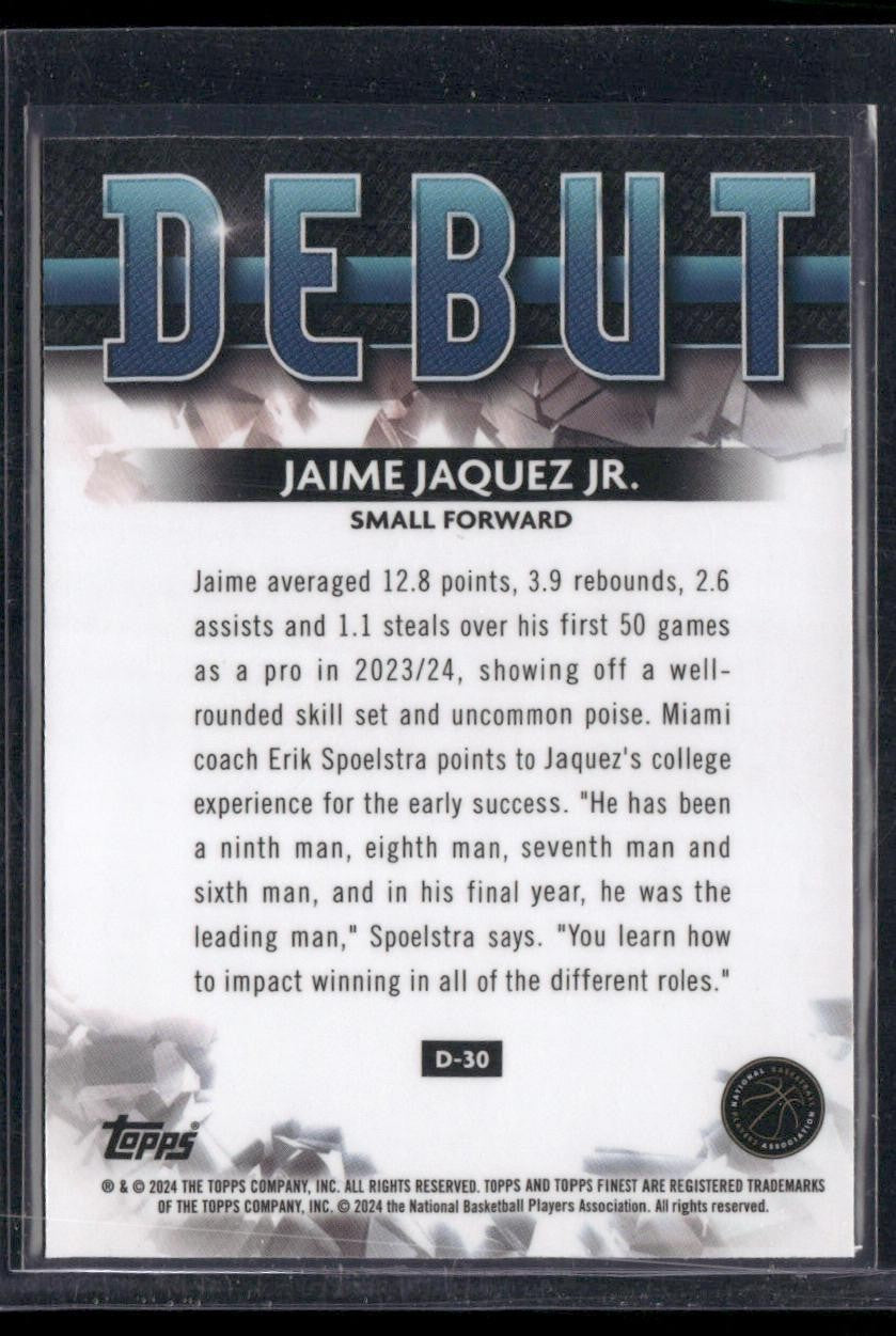 2023-24 Finest #D-30 Jaime Jaquez Jr. Debut Blue Refractors #/150