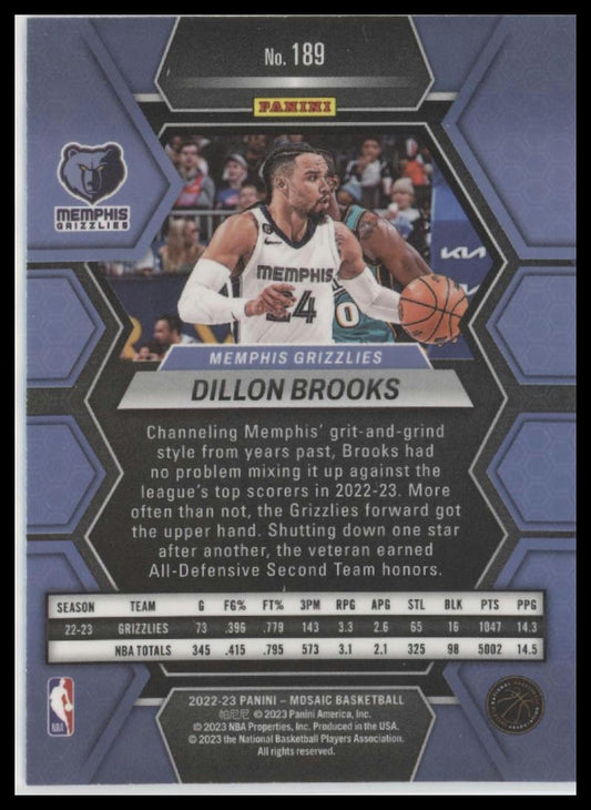 2022-23 Panini Mosaic #189 Dillon Brooks
