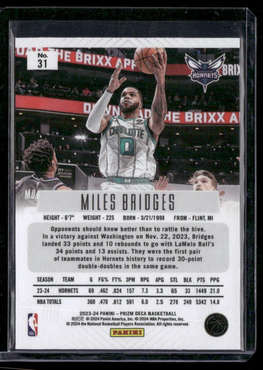 2023-24 Panini Prizm Deca #31 Miles Bridges