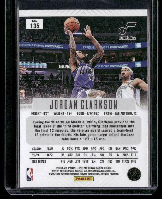 2023-24 Panini Prizm Deca #135 Jordan Clarkson