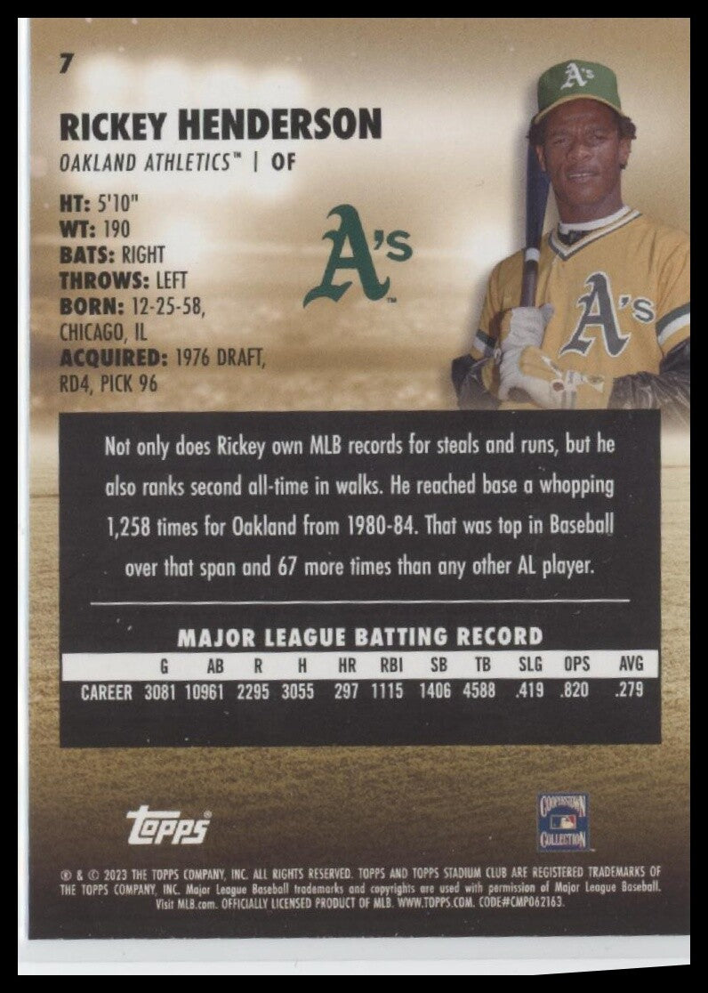 2023 Stadium Club #7 Rickey Henderson