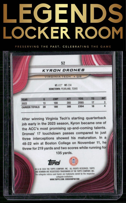 2024 Bowman University Best #52 Kyron Drones Pink Lava Refractor #/100