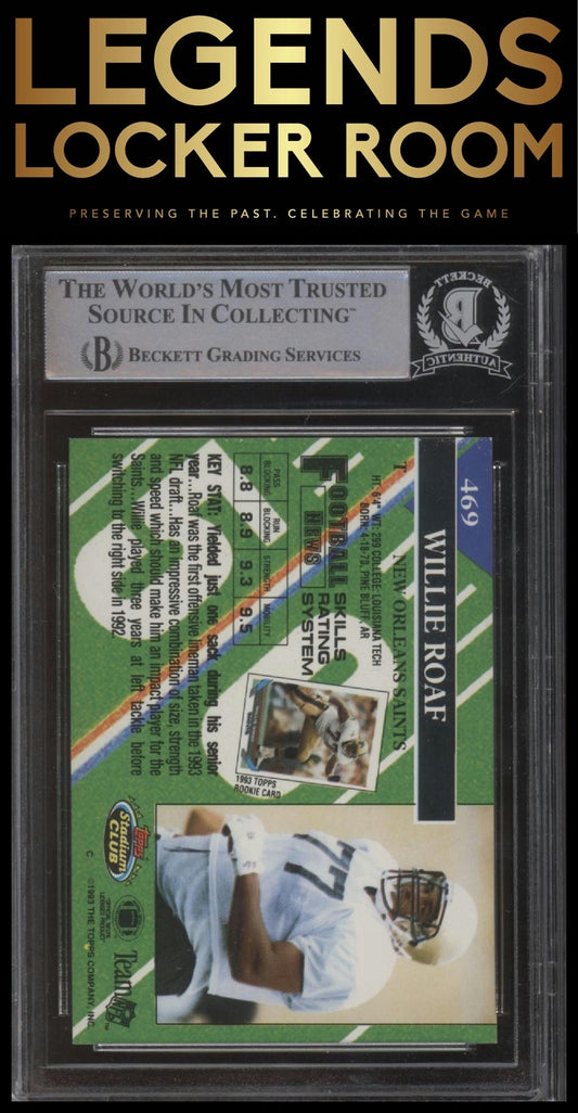 1993 Stadium Club #469b Willie Roaf On Card Autograph