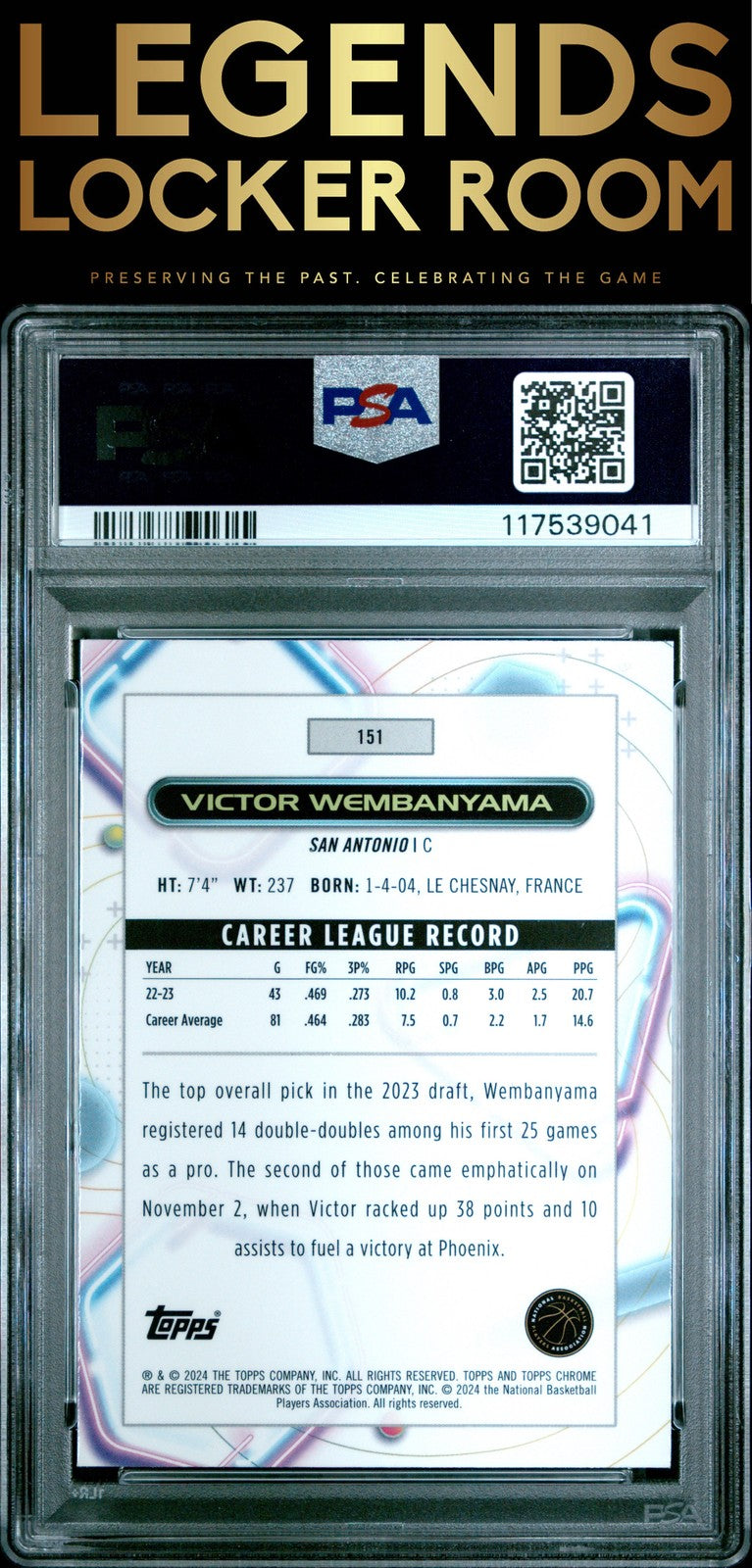 2023 Topps Cosmic Chrome #151 Victor Wembanyama PSA 9