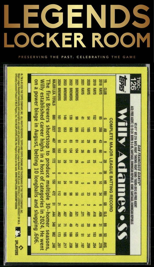 2025 Topps Willy Adames 1990 Topps Baseball 35th Chrome Mojo