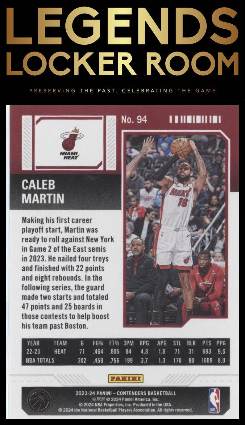 2023-24 Panini Contenders #94 Caleb Martin Season Ticket Retail