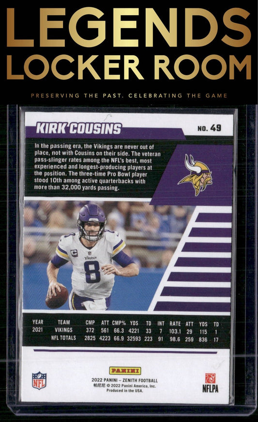 2022 Zenith #49 Kirk Cousins Retail