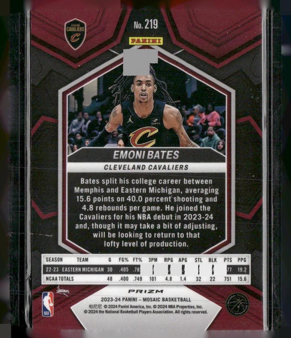 2023-24 Panini Mosaic #219 Emoni Bates Red