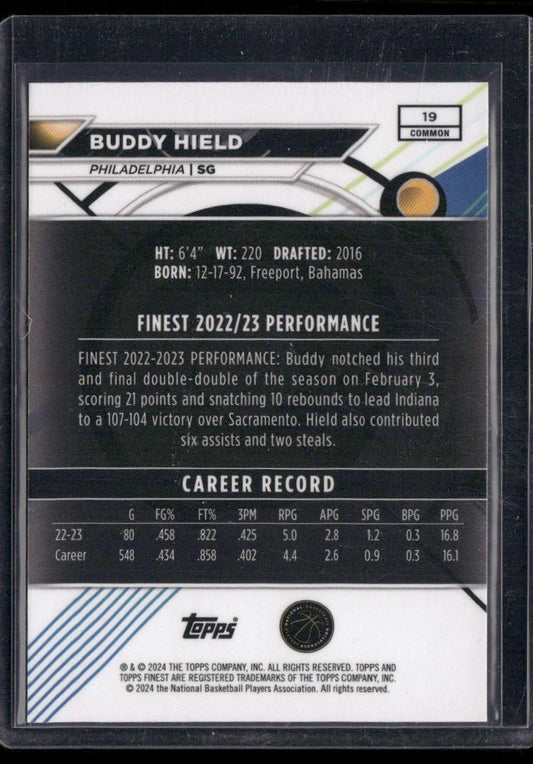 2023-24 Finest #19 Buddy Hield Blue Checkerboard Refractors #/99