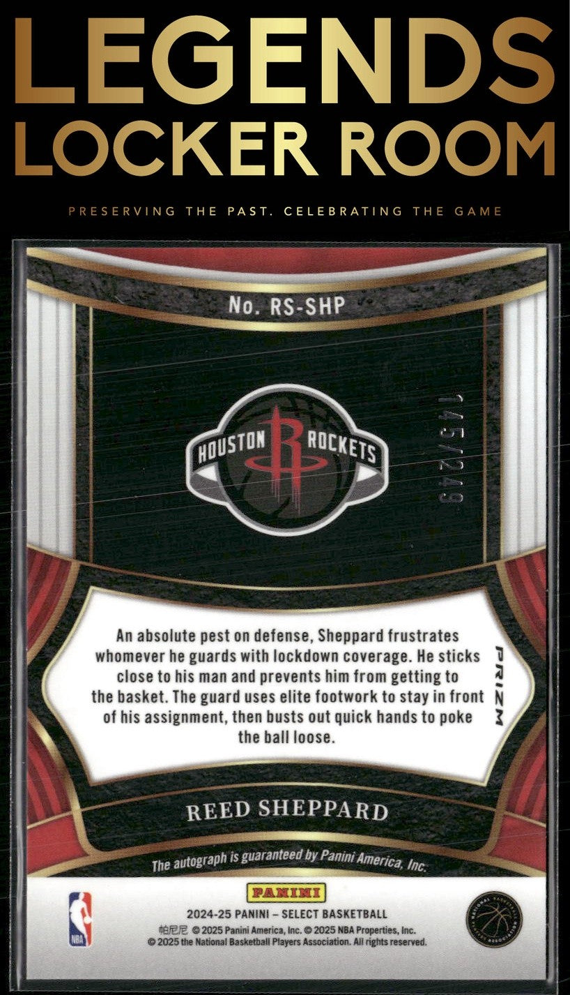 2024-25 Panini Select #RS-SHP Reed Sheppard Rookie Signatures /249