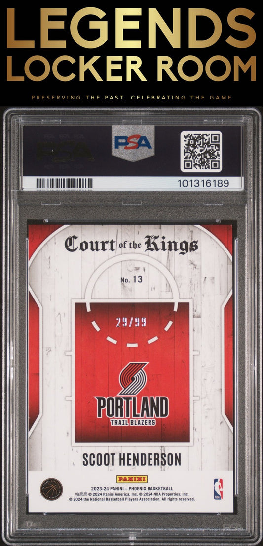 2023 Panini Phoenix Court Of The Kings Scoot Henderson Pink PSA 9