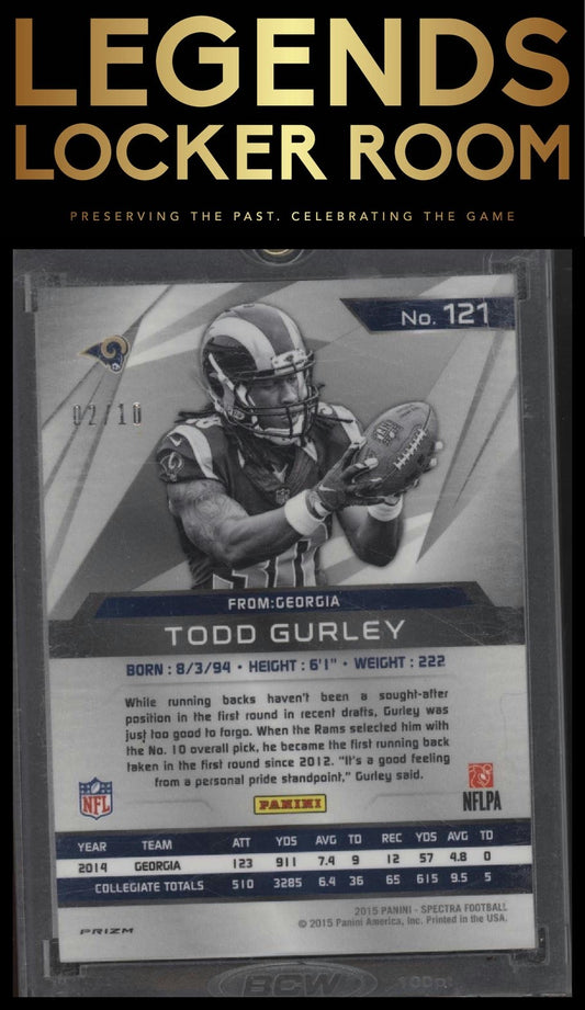 2015 Panini Spectra #121 Todd Gurley Neon Pink #/10