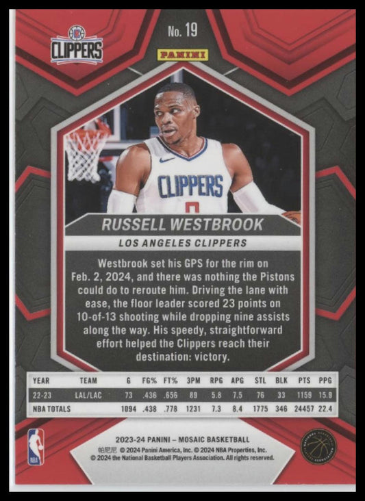 2023-24 Panini Mosaic #19 Russell Westbrook