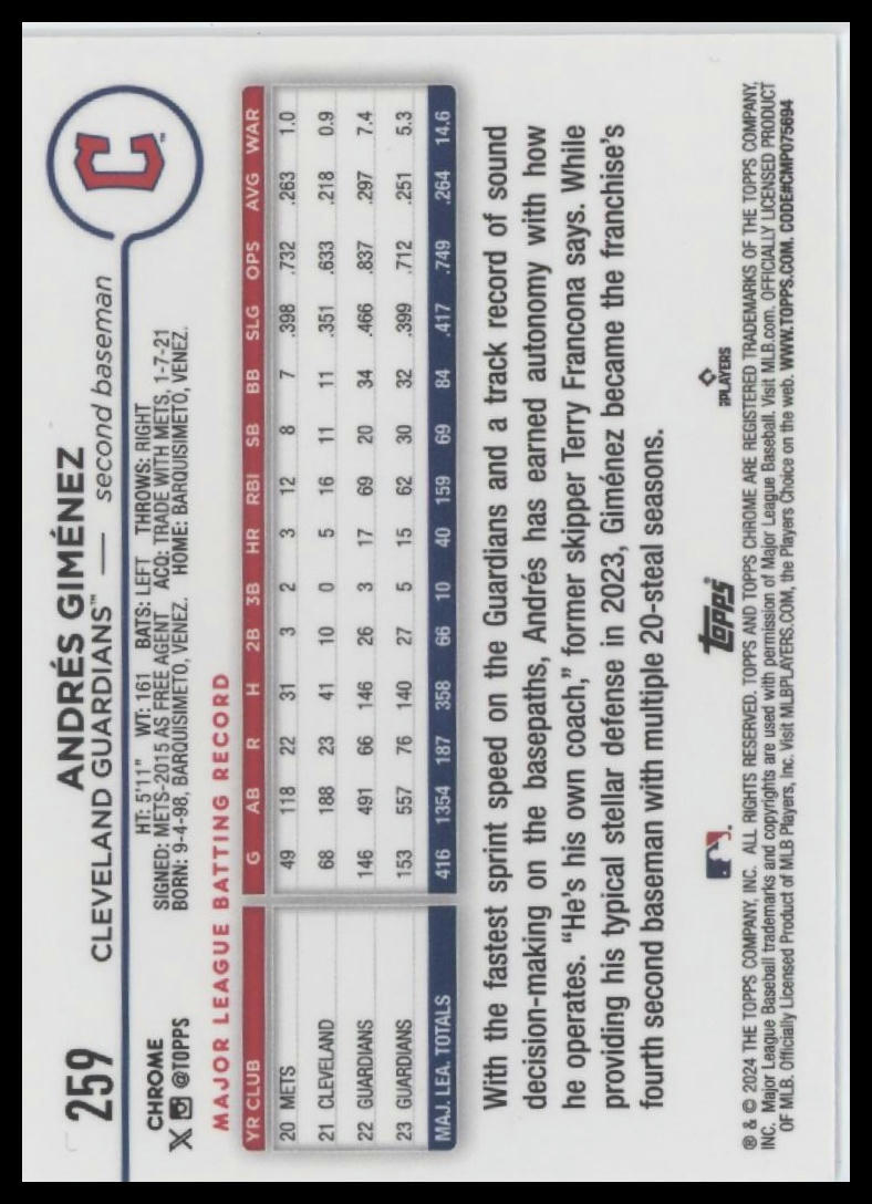 2024 Topps Chrome #259 Andrés Giménez