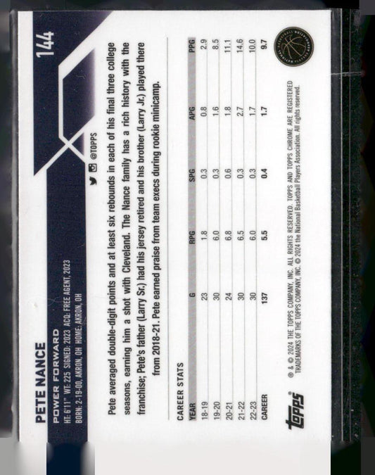 2023-24 Topps Chrome #144 Pete Nance