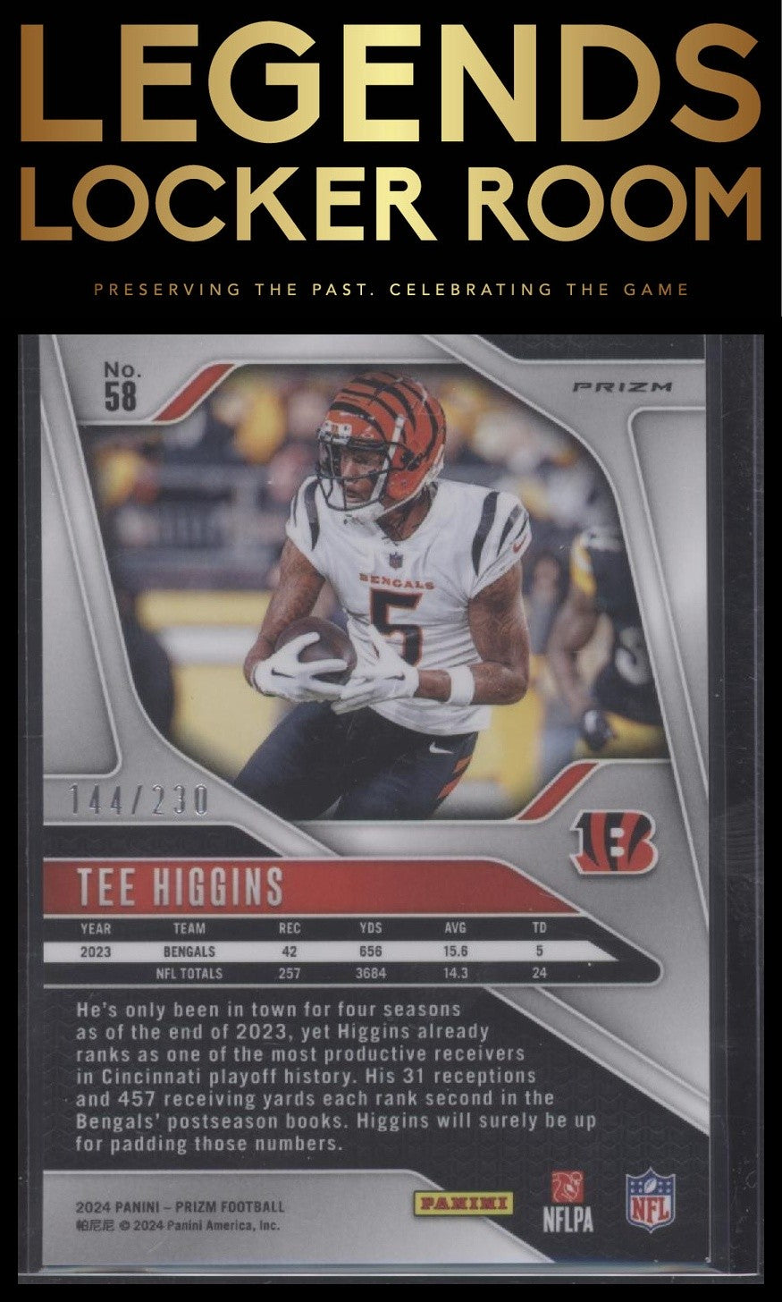 2024 Panini Prizm #58 Tee Higgins Blue Wave #/230