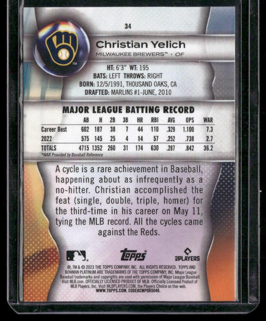 2023 Bowman Platinum #34 Christian Yelich