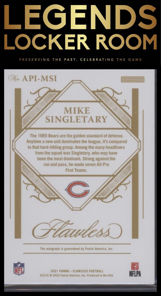 2021 Panini Flawless Mike Singletary All-Pro Ink Silver 01/15 First on Print