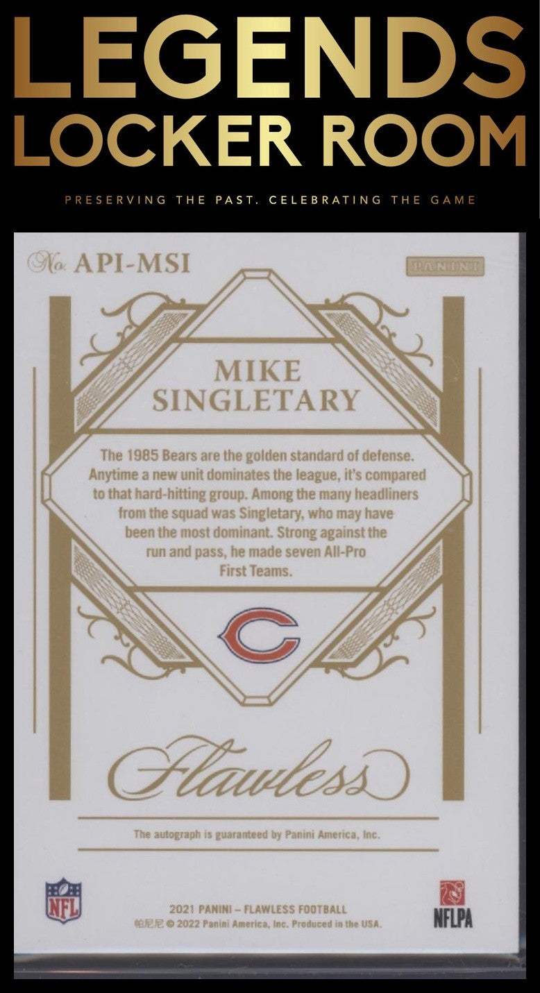 2021 Panini Flawless Mike Singletary All-Pro Ink Silver 01/15 First on Print