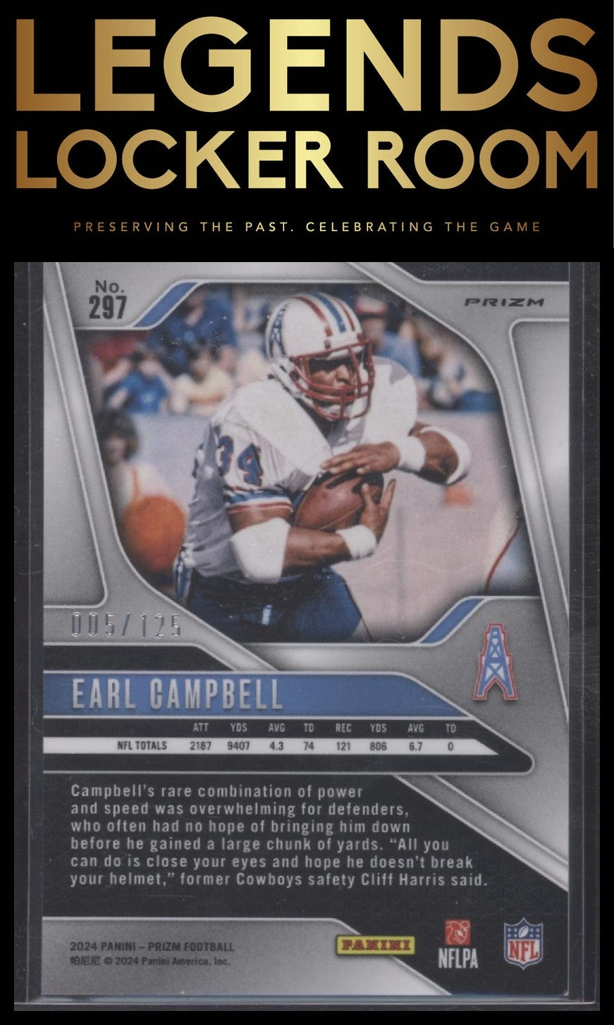2024 Panini Prizm #297 Earl Campbell Purple #/125