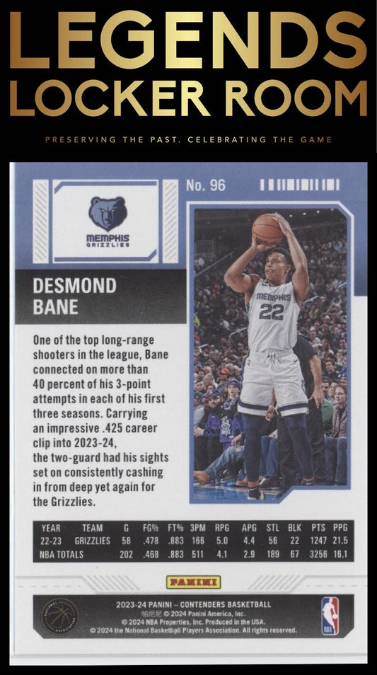 2023-24 Panini Contenders #96 Desmond Bane Season Ticket Retail