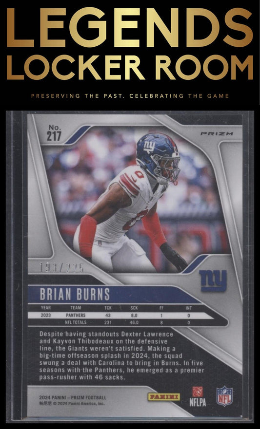 2024 Panini Prizm #217 Brian Burns Purple Ice #/225