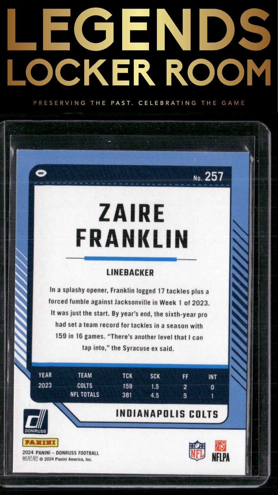 2024 Donruss #257 Zaire Franklin