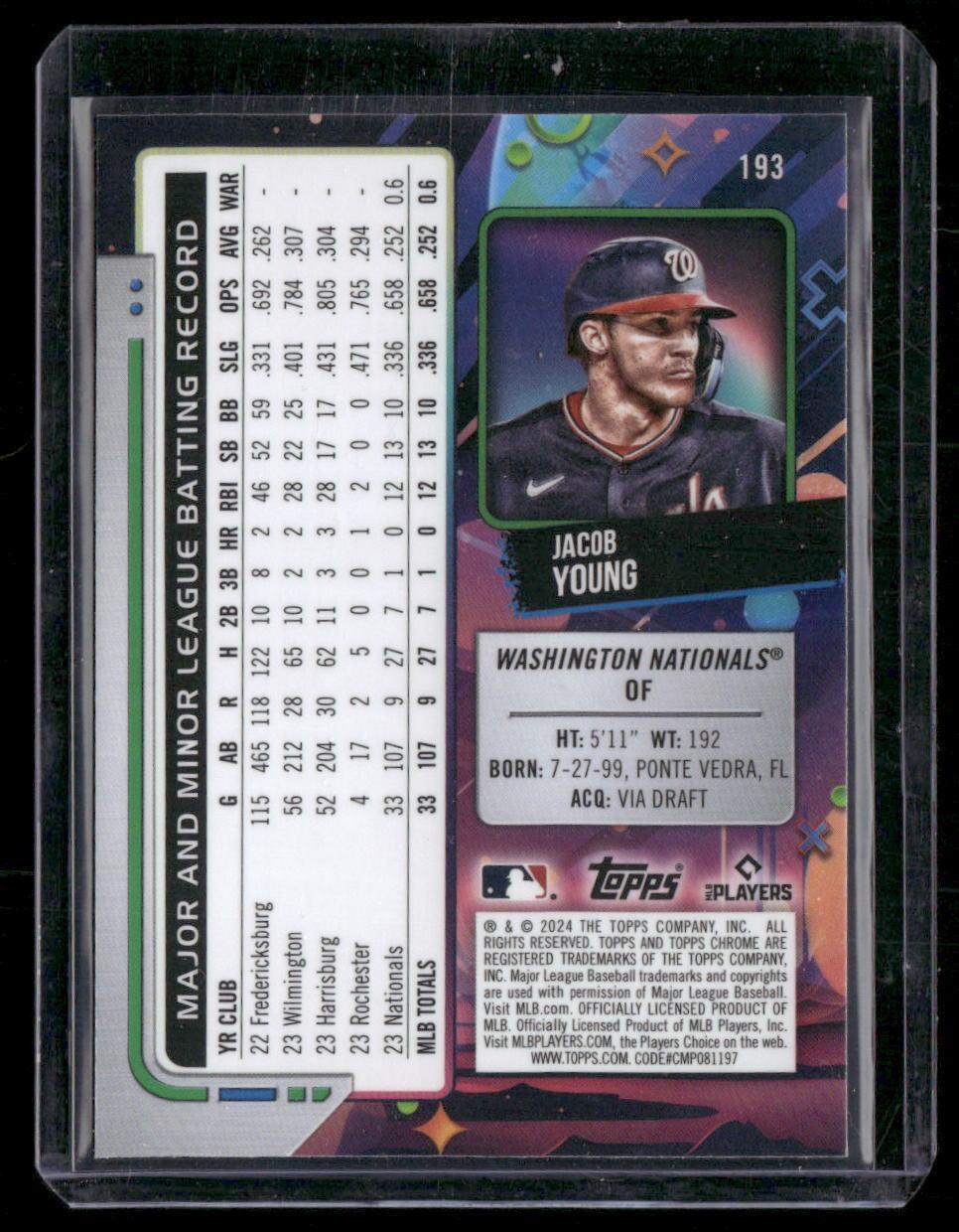 2024 Topps Chrome Cosmic #193 Jacob Young