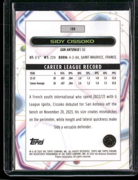 2023-24 Topps Chrome Cosmic #189 Sidy Cissoko