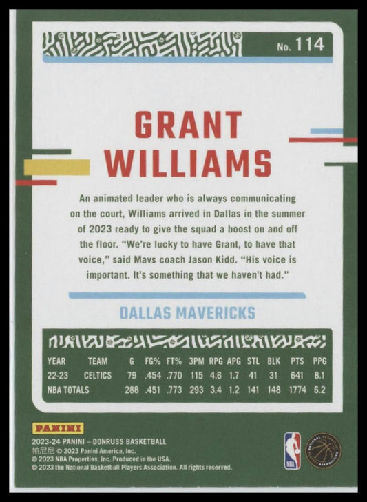 2023-24 Donruss #114 Grant Williams