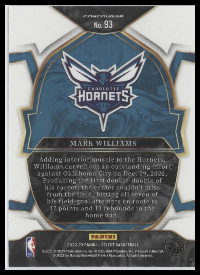 2022-23 Panini Select #93 Mark Williams Blue (Retail Base)